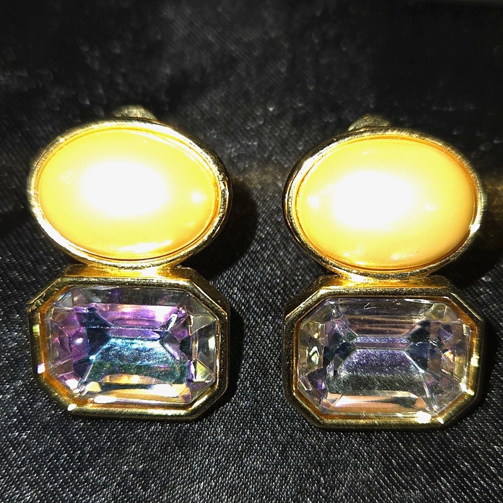 YSL ✨️Gripoix Crystal & Faux Pearl Earrings (For Pierced Ears)